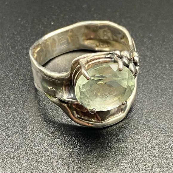Sterling Silver Large Prasiolite Stone Statement Ring - Picture 5 of 16